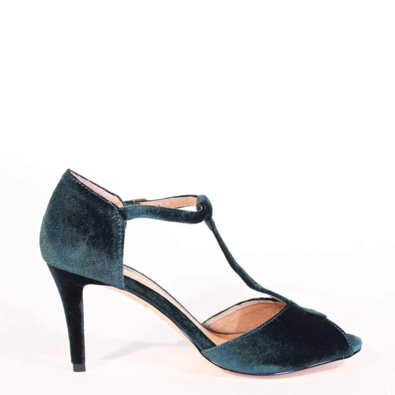 Blondie T-Strap Velvet Heels - Image 15