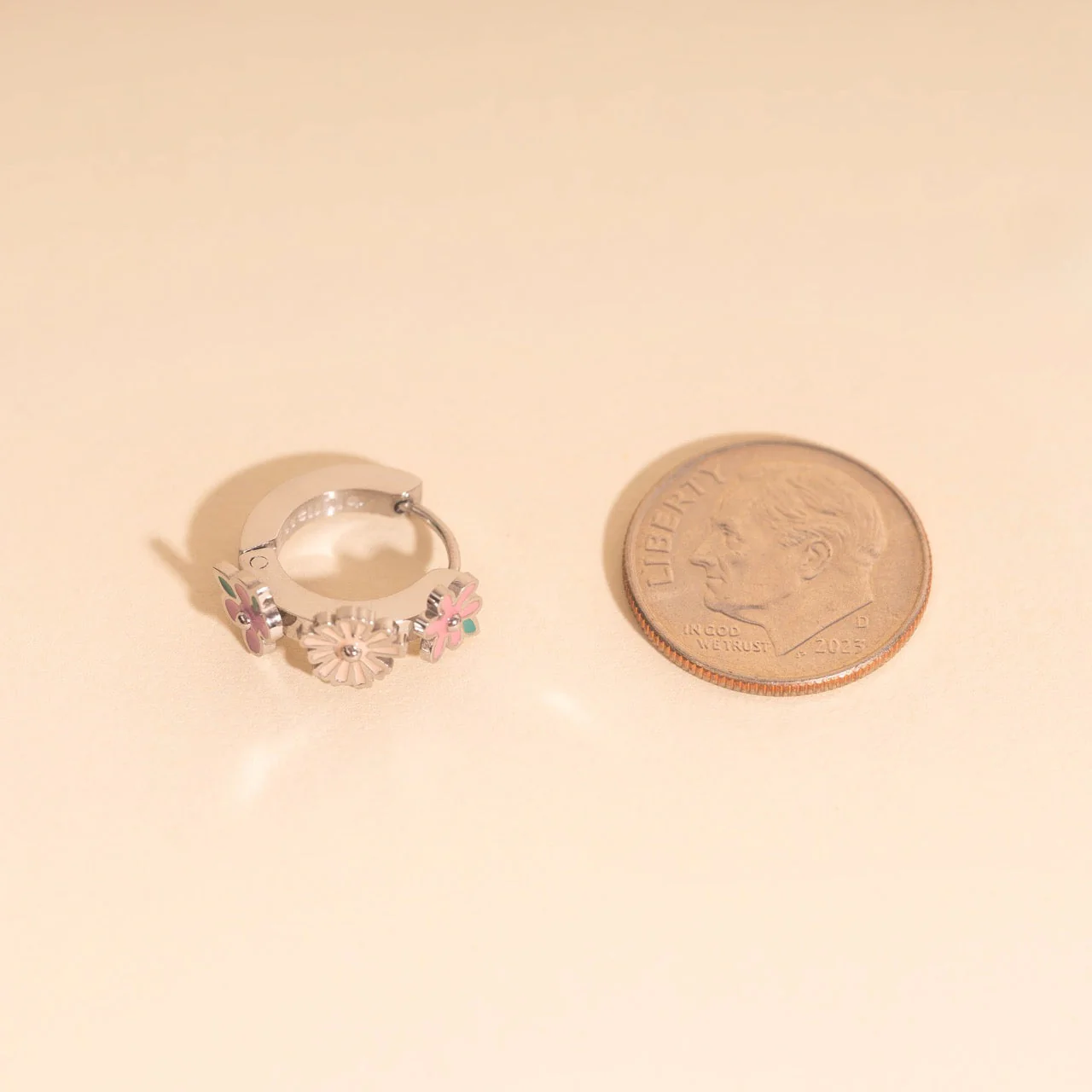 Bloom Trio 3D Huggie Hoop Earrings - Image 11