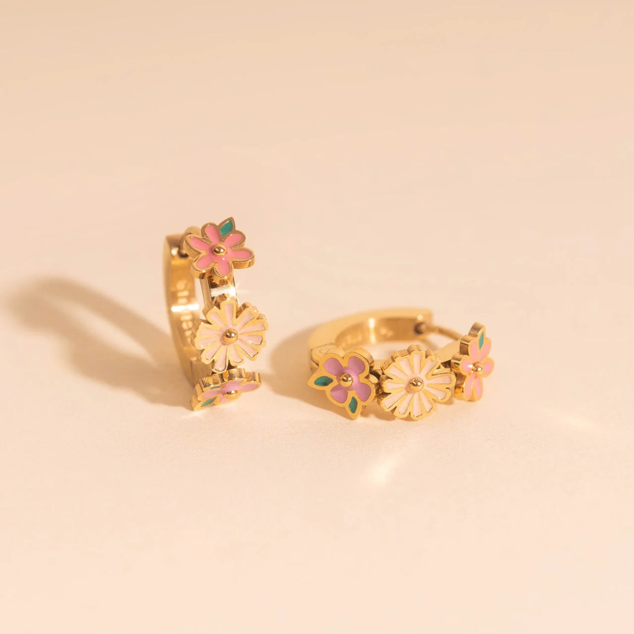 Bloom Trio 3D Huggie Hoop Earrings - Image 6