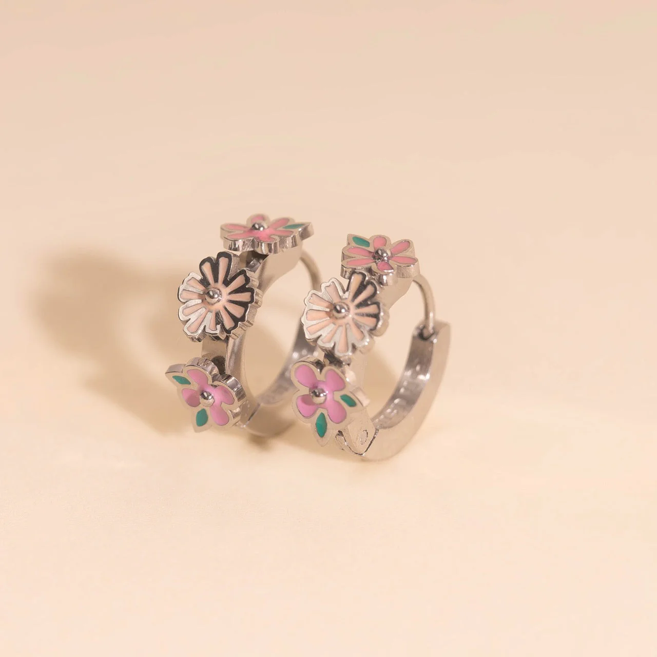 Bloom Trio 3D Huggie Hoop Earrings - Image 8