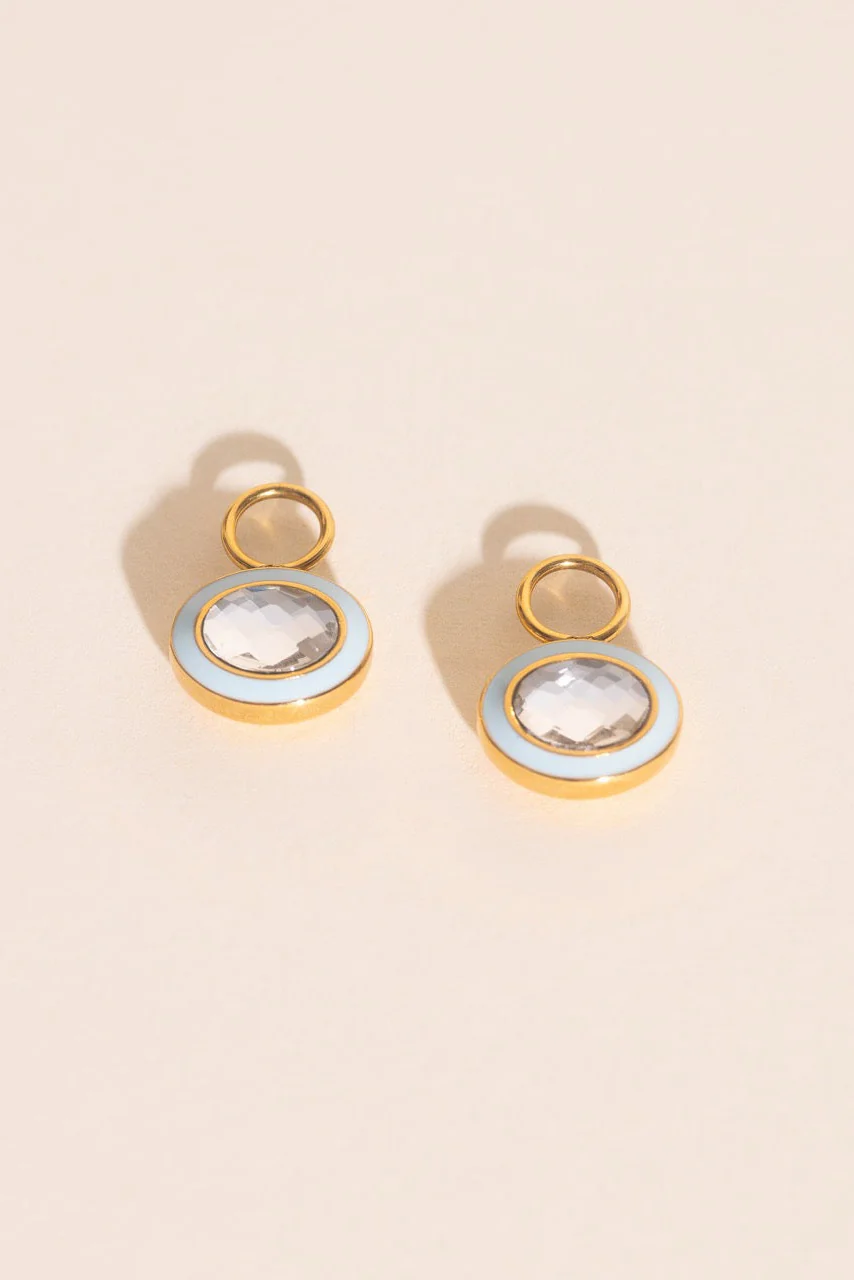 Blue Frost Chunky Huggie Hoop Charms - Image 3