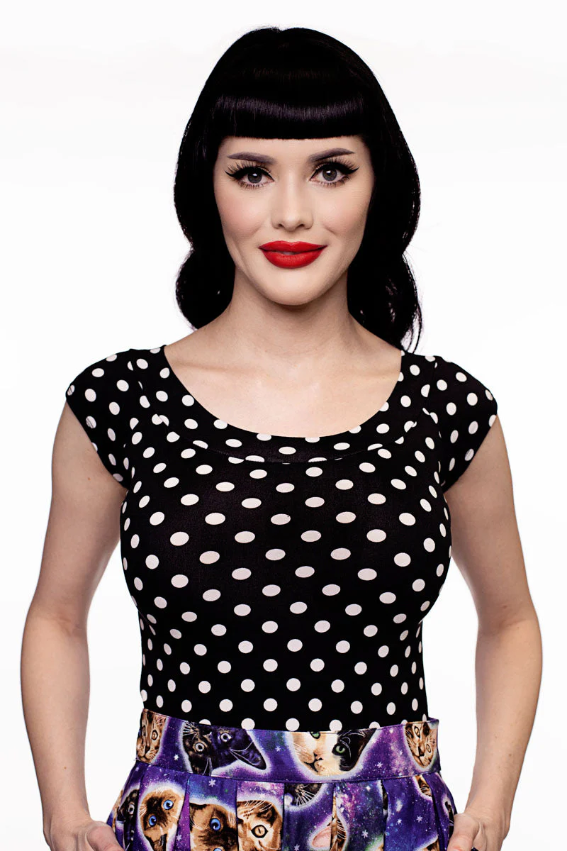 Boat Neck Top in Polka Dots - Image 6