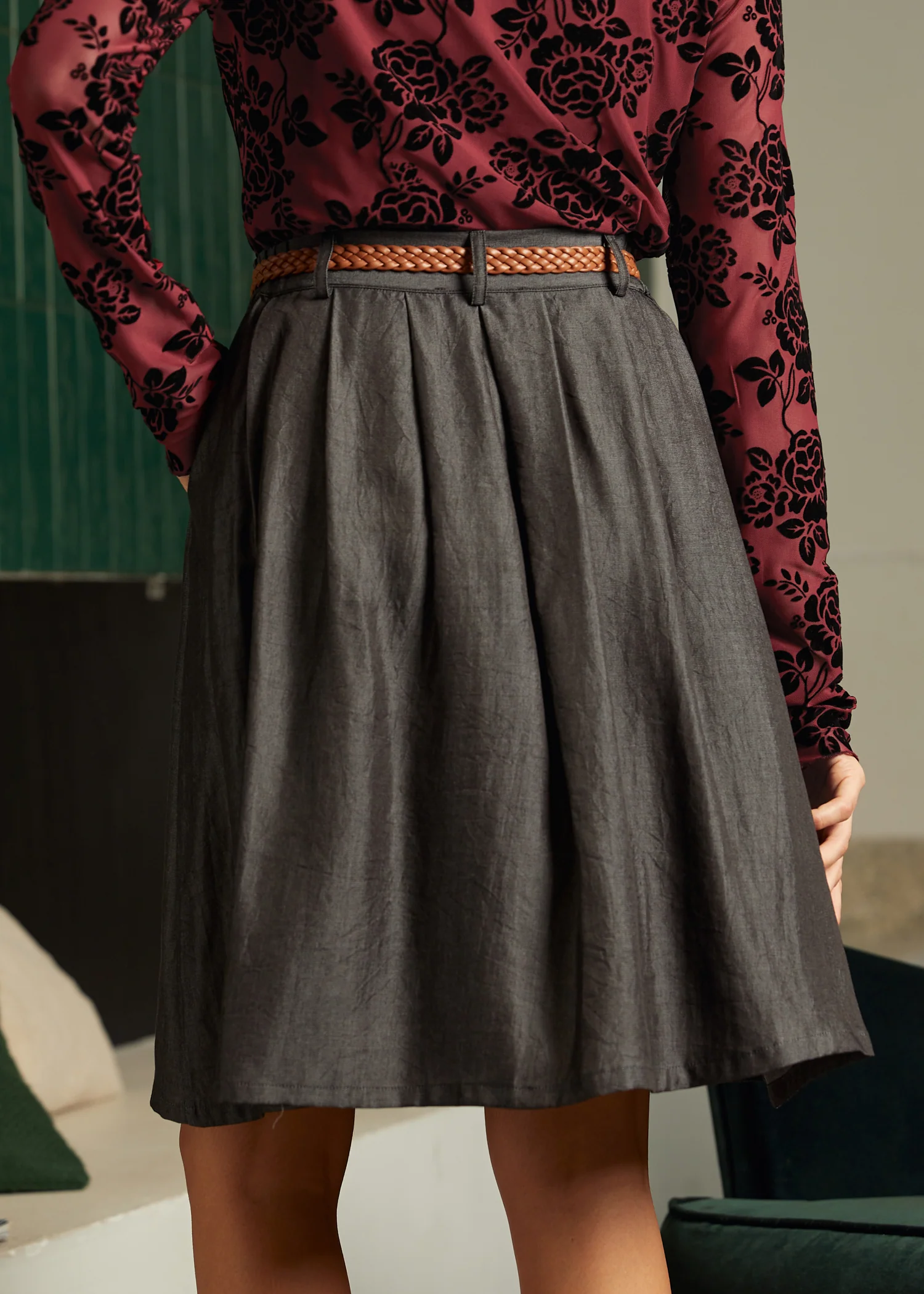 Bookstore's Best Chambray A-Line Skirt - Image 4
