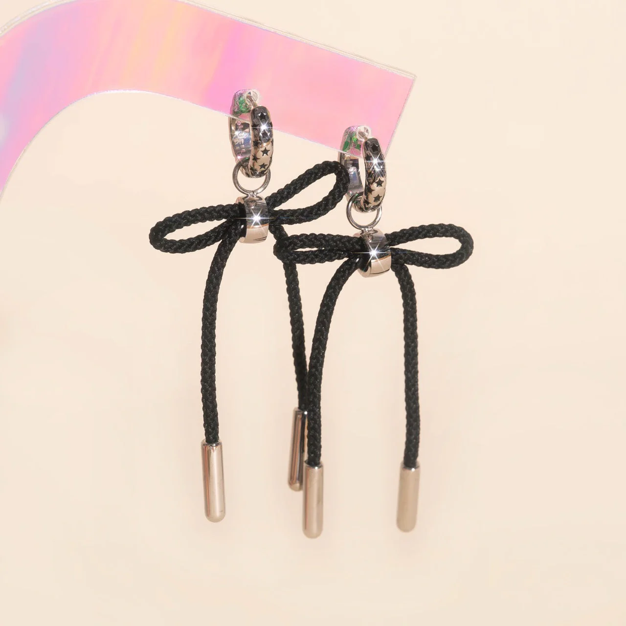Bowtie Chunky Huggie Hoop Charms - Image 2