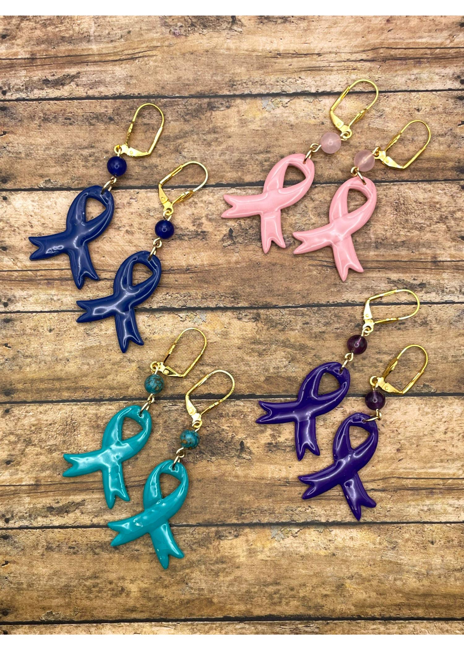 Cancer Awareness Ribbon Earrings - Image 2