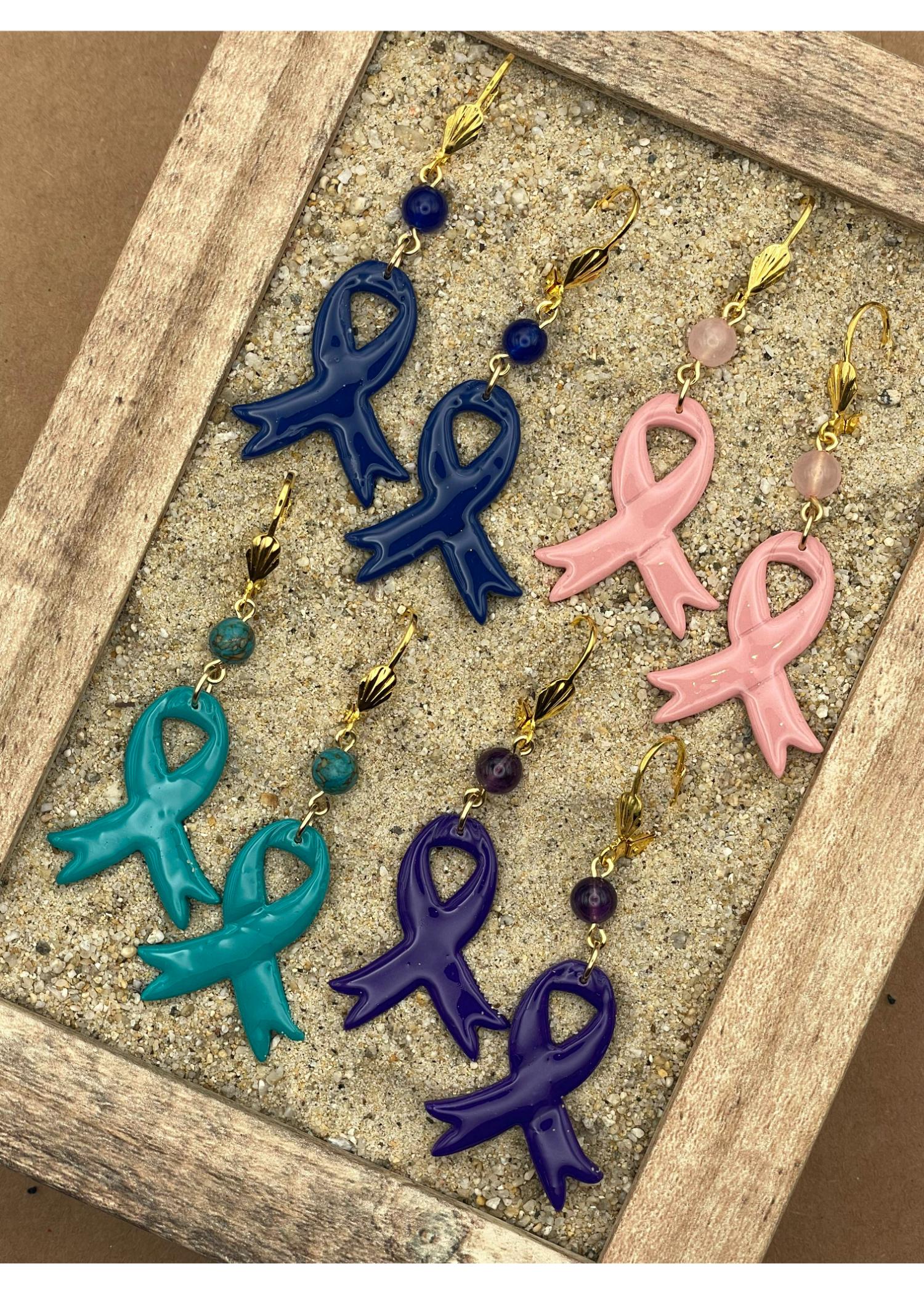 Cancer Awareness Ribbon Earrings - Image 3