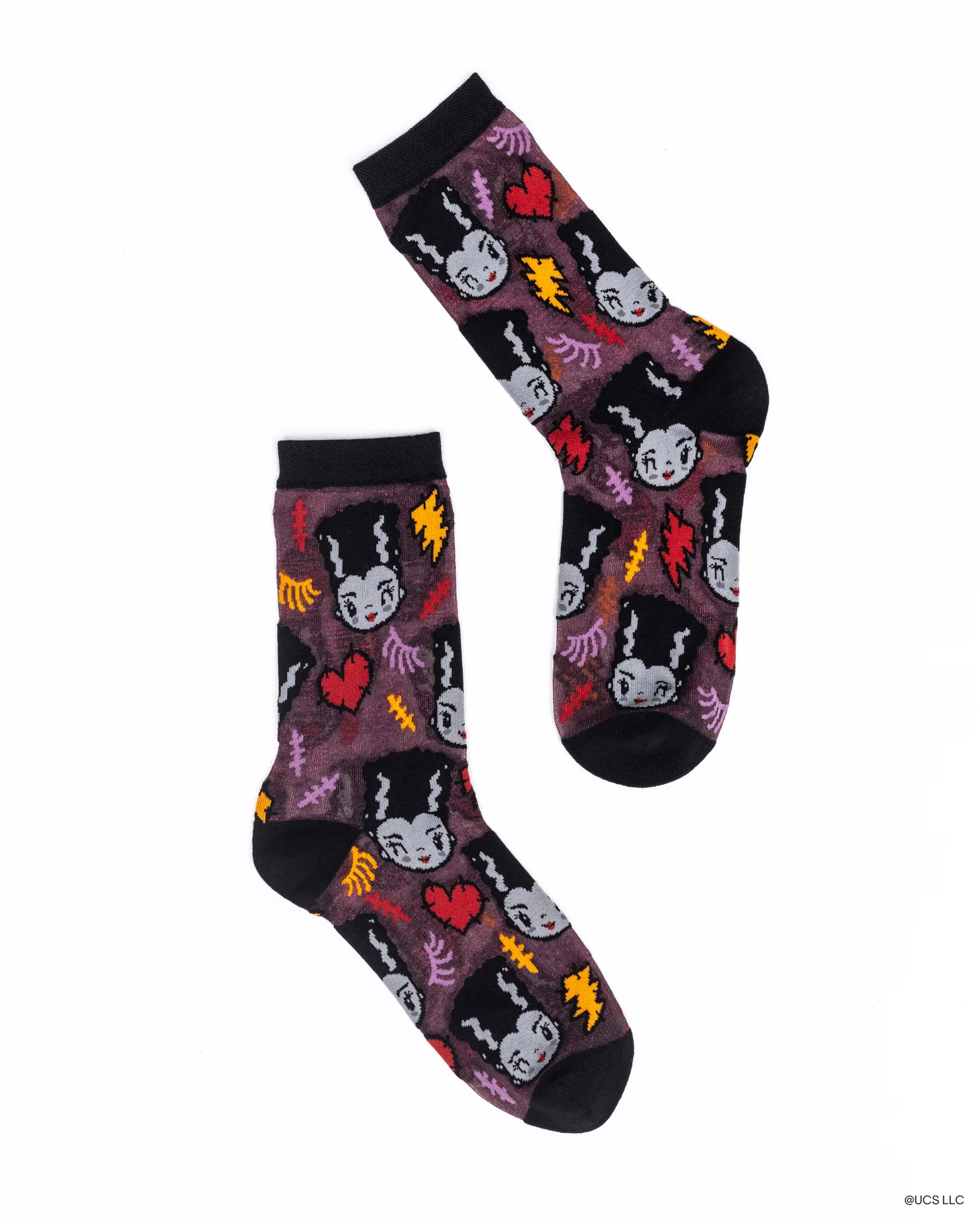 Bride of Frankenstein Shimmer Sheer Crew Sock - Image 2