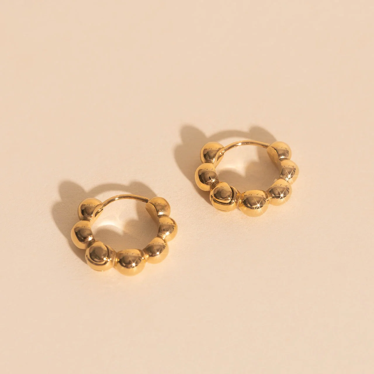 Bubble Chunky Rounded Huggie Hoop Earrings - Image 3