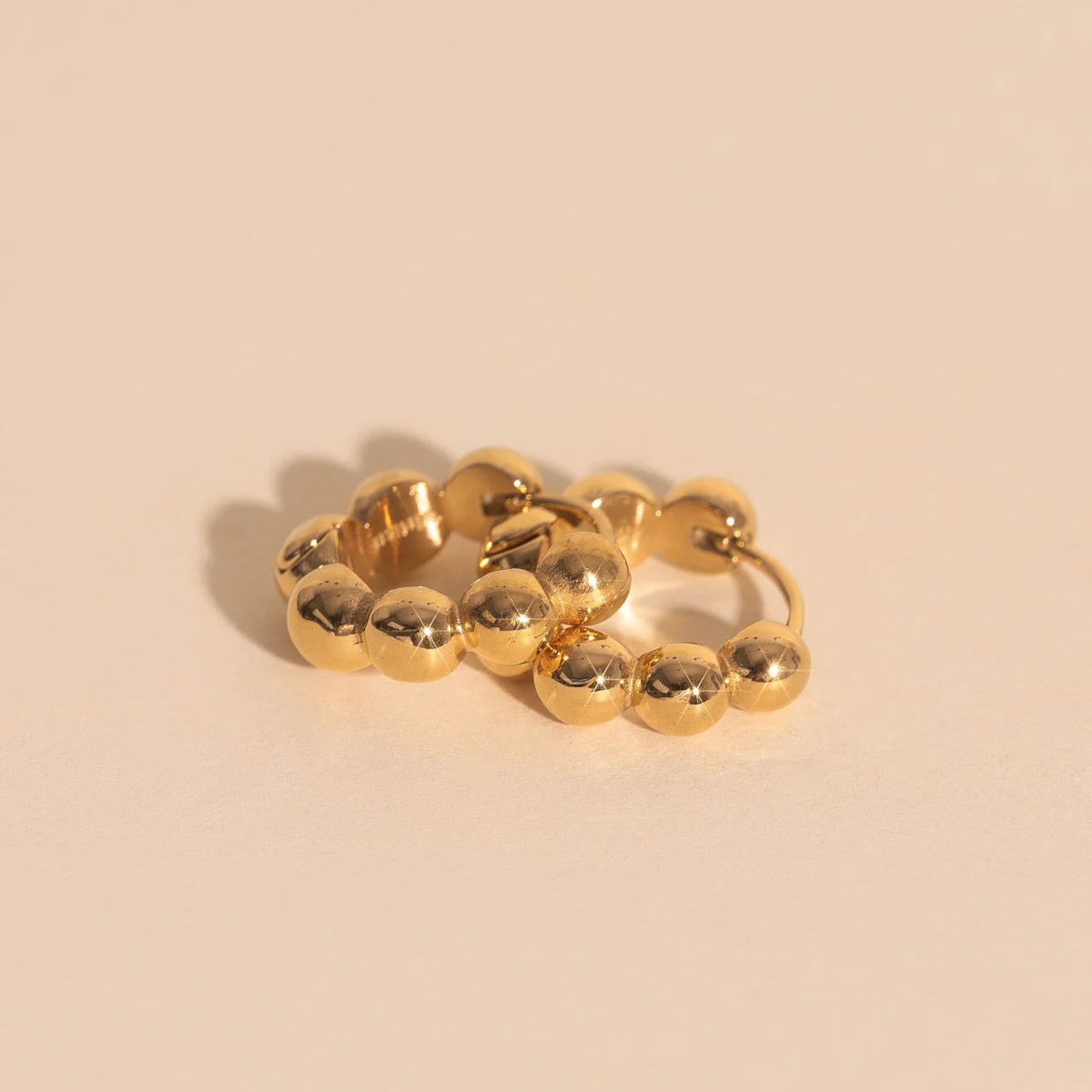 Bubble Chunky Rounded Huggie Hoop Earrings - Image 4