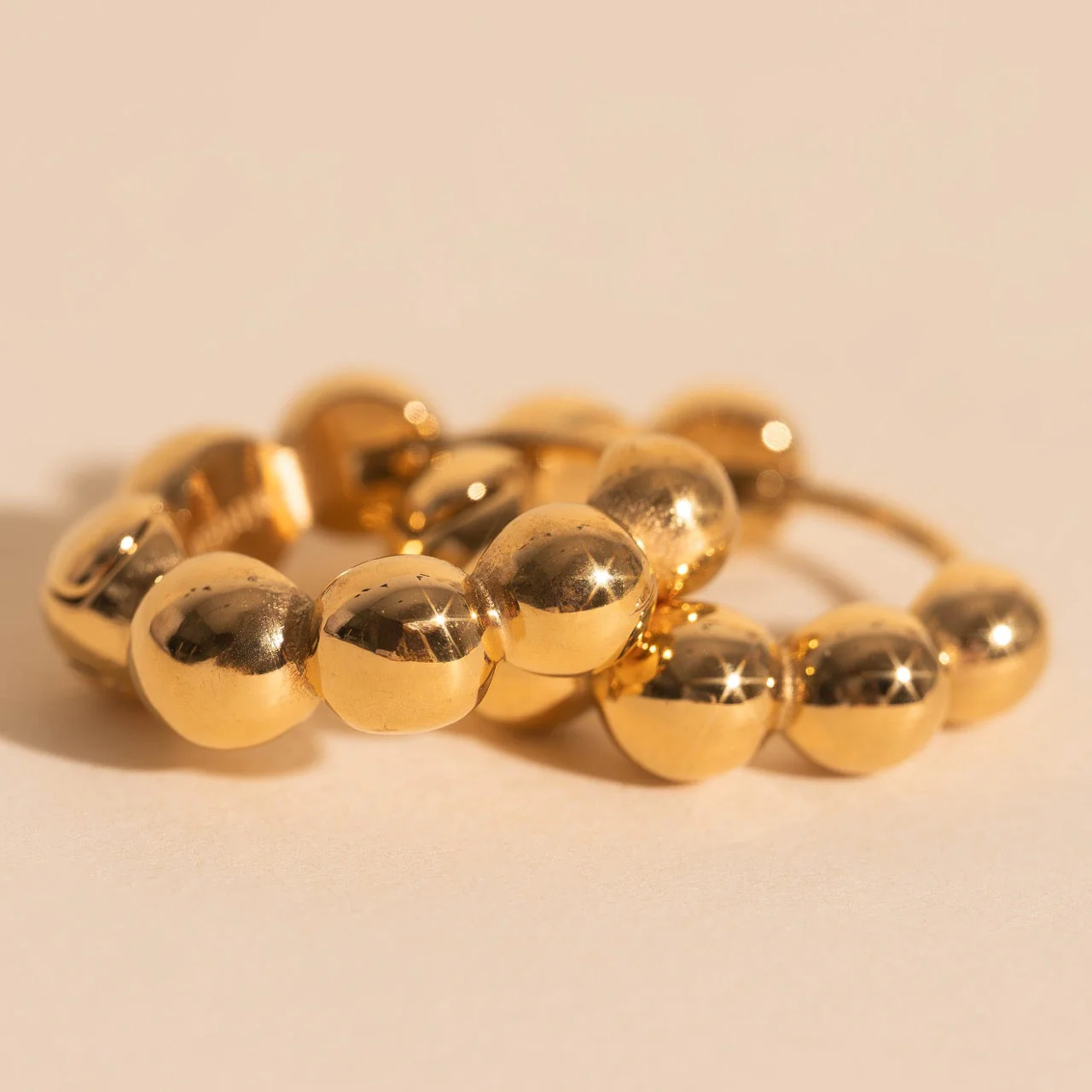Bubble Chunky Rounded Huggie Hoop Earrings - Image 5
