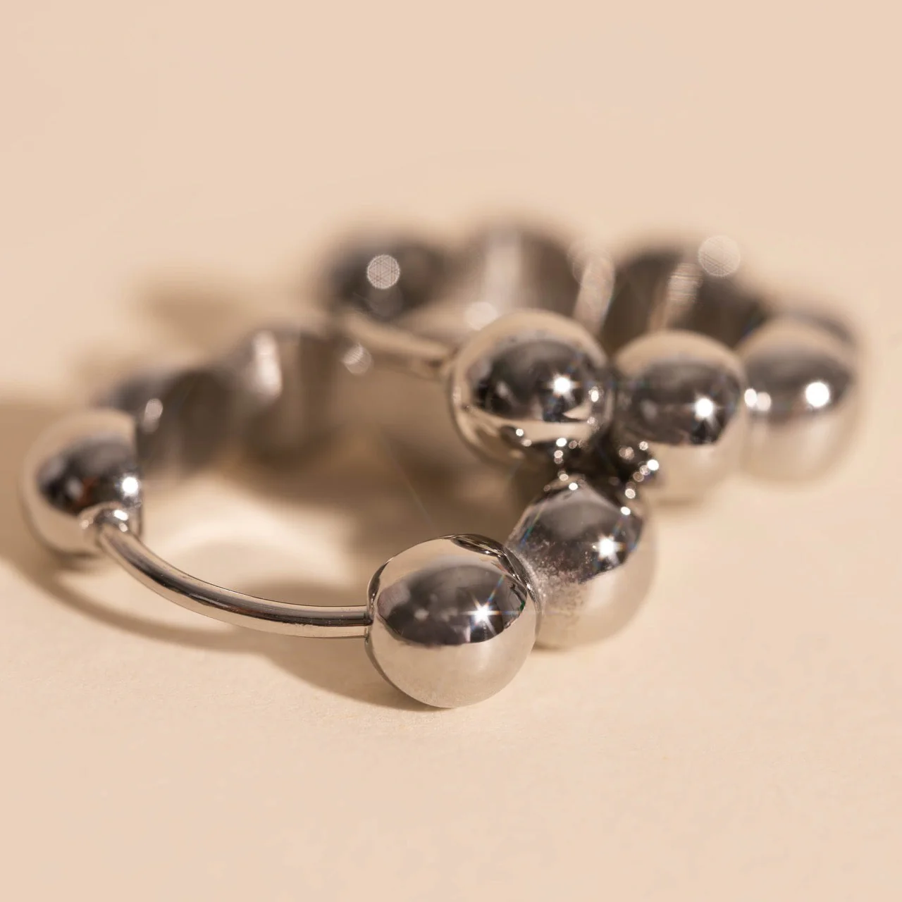 Bubble Chunky Rounded Huggie Hoop Earrings - Image 7