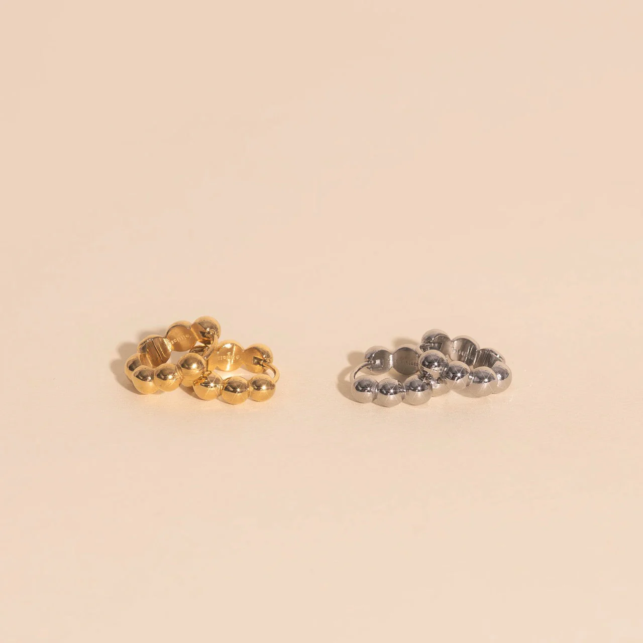 Bubble Chunky Rounded Huggie Hoop Earrings - Image 8