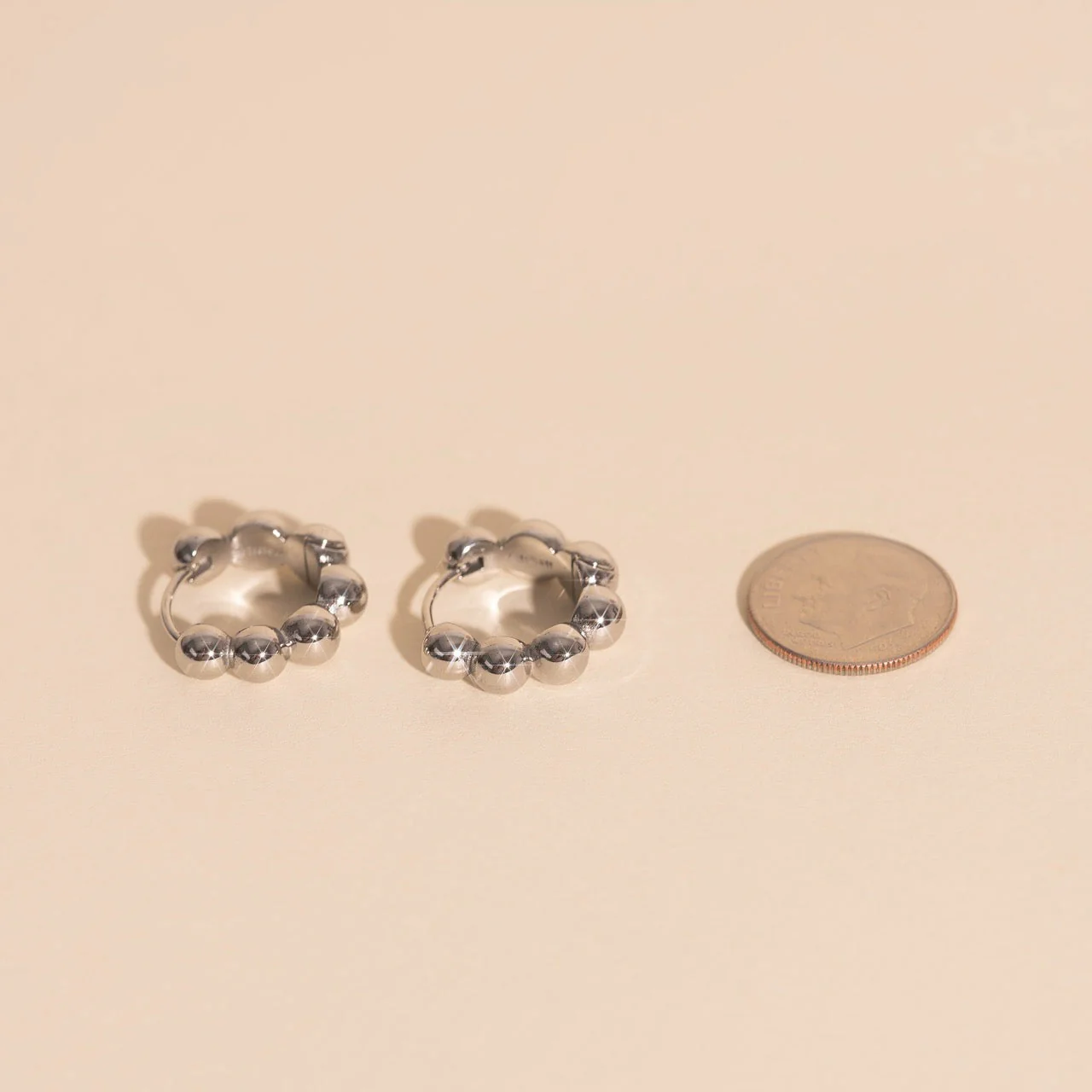 Bubble Chunky Rounded Huggie Hoop Earrings - Image 9