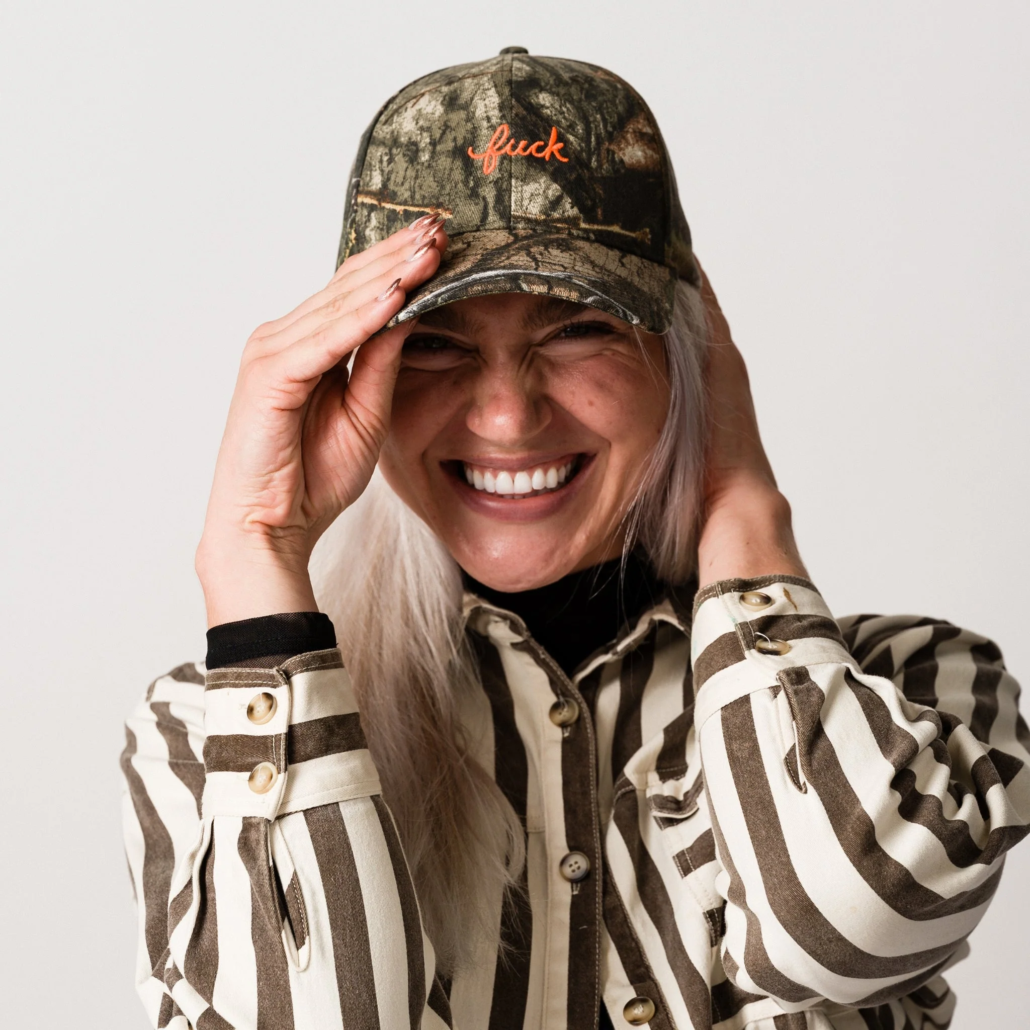 Camo Fuck Script Baseball Hat - Image 2