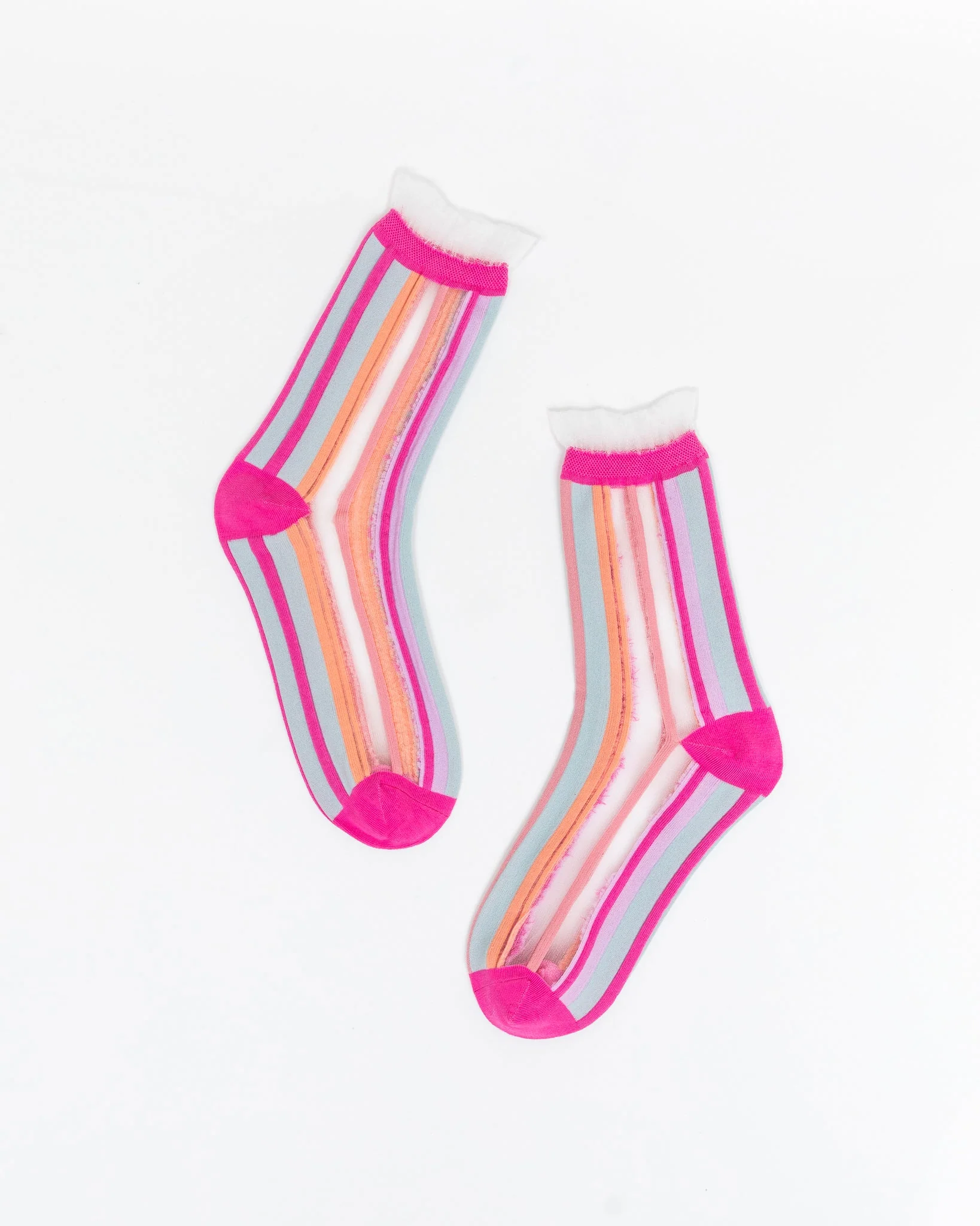 Candy Stripe Ruffle Crew Sock - Image 4