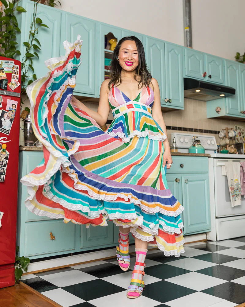 Candy Stripe Ruffle Crew Sock - Image 7