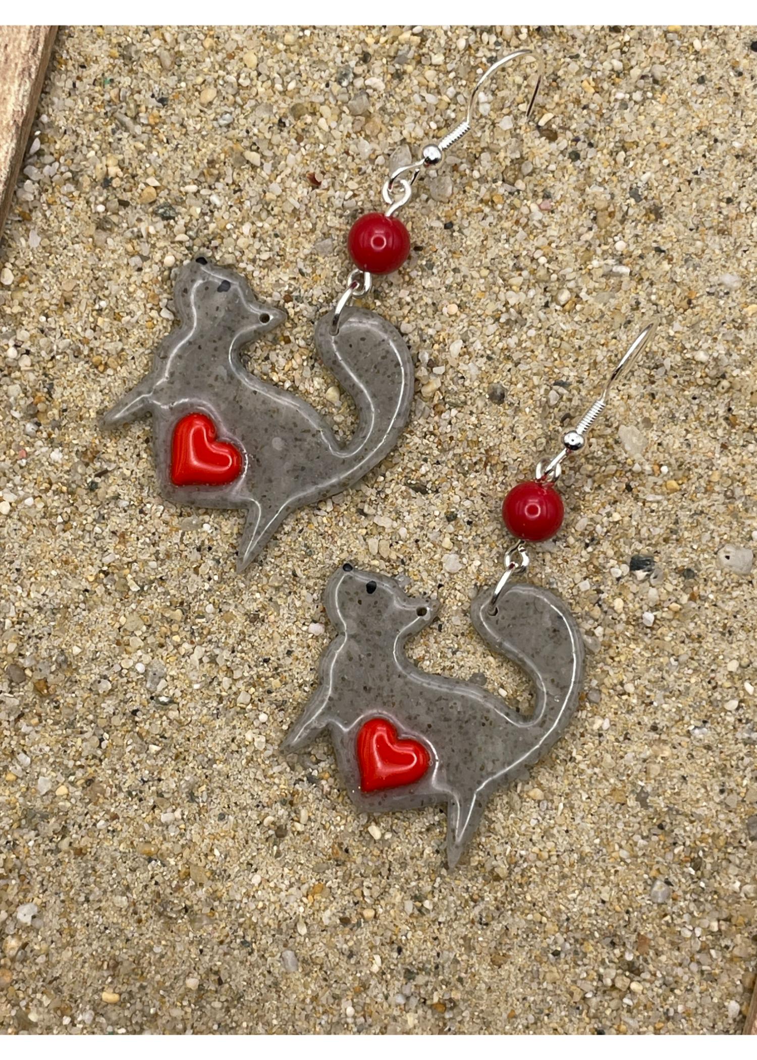Grey Prancing Cat Lover Earrings