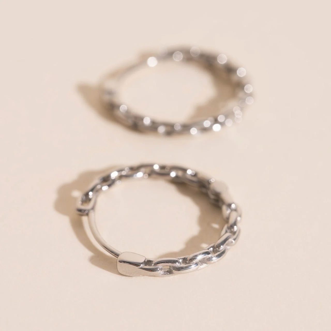 Chain Huggie Hoop Earrings - Image 5