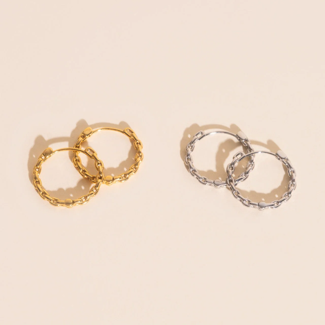 Chain Huggie Hoop Earrings - Image 7