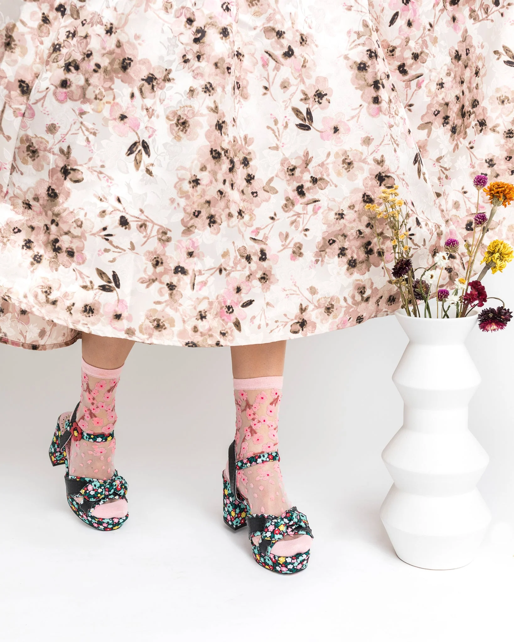 Cherry Blossom Sheer Crew Sock - Image 5