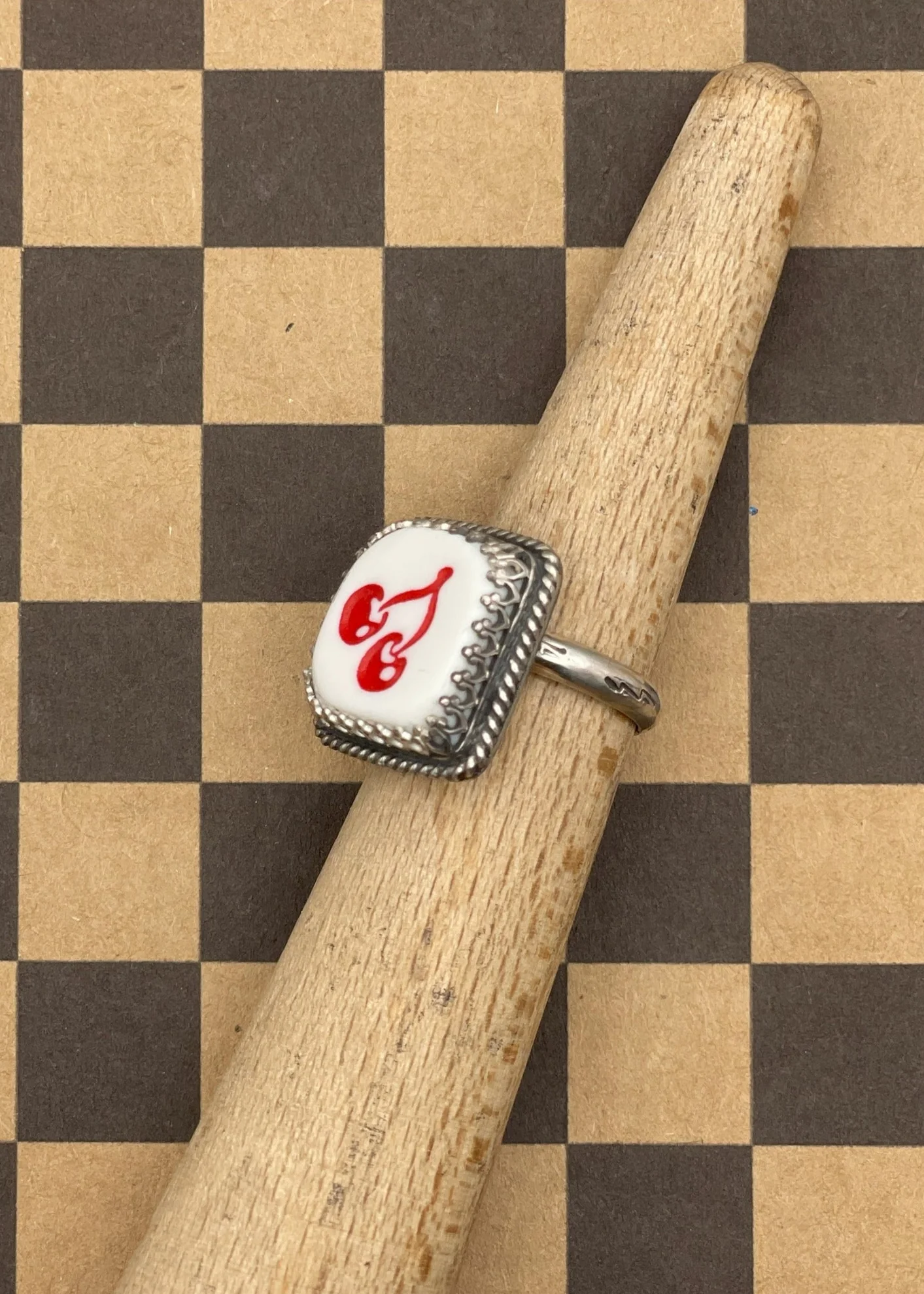 Sterling Silver Cherry Slot Machine Dice Ring - Image 3