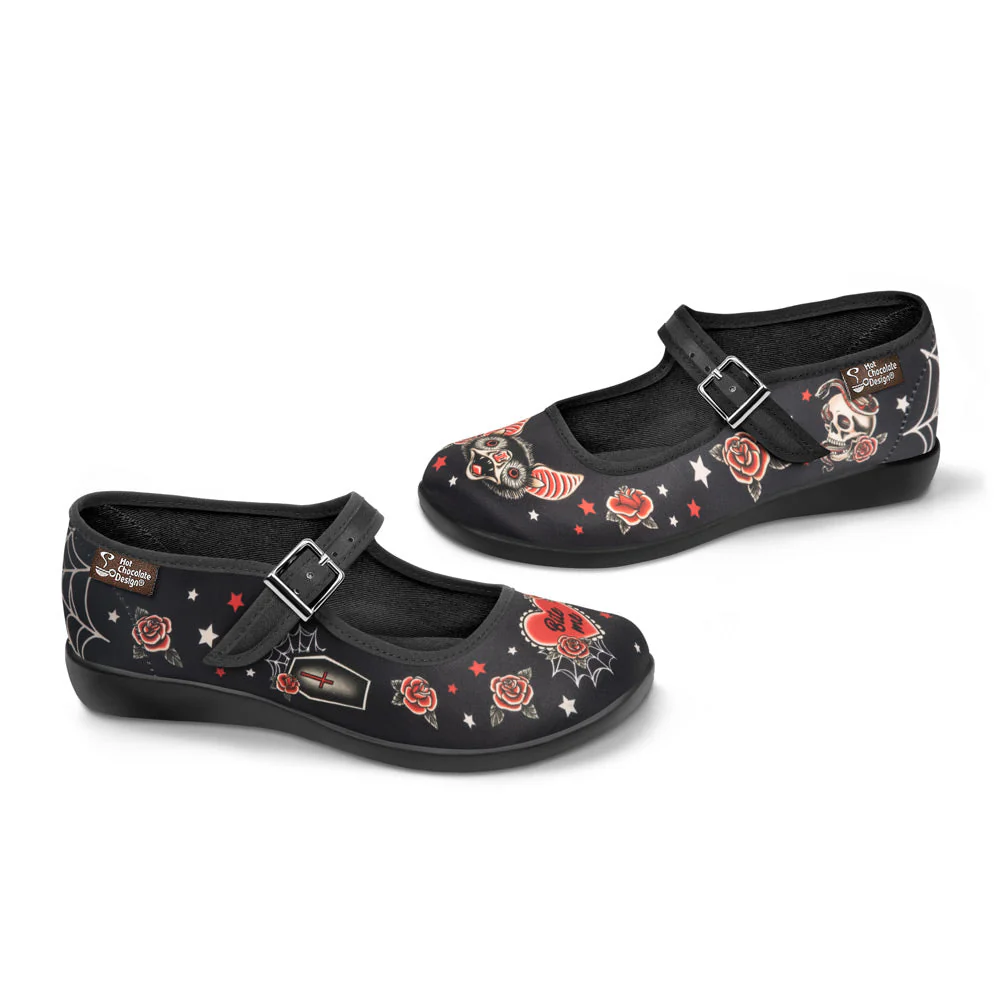 ChocolaticasĀ® Dark Tattoo Women's Mary Jane Flat - Image 3