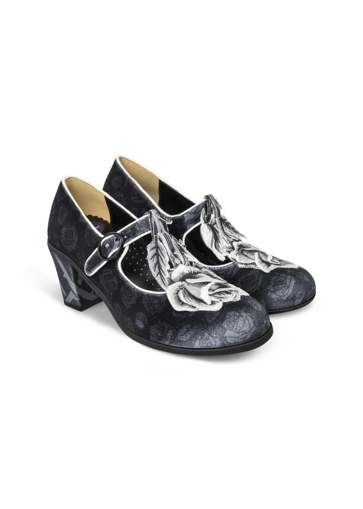 Chocolaticas® Mid Heels Black Tudor Women's Mary Jane Pump