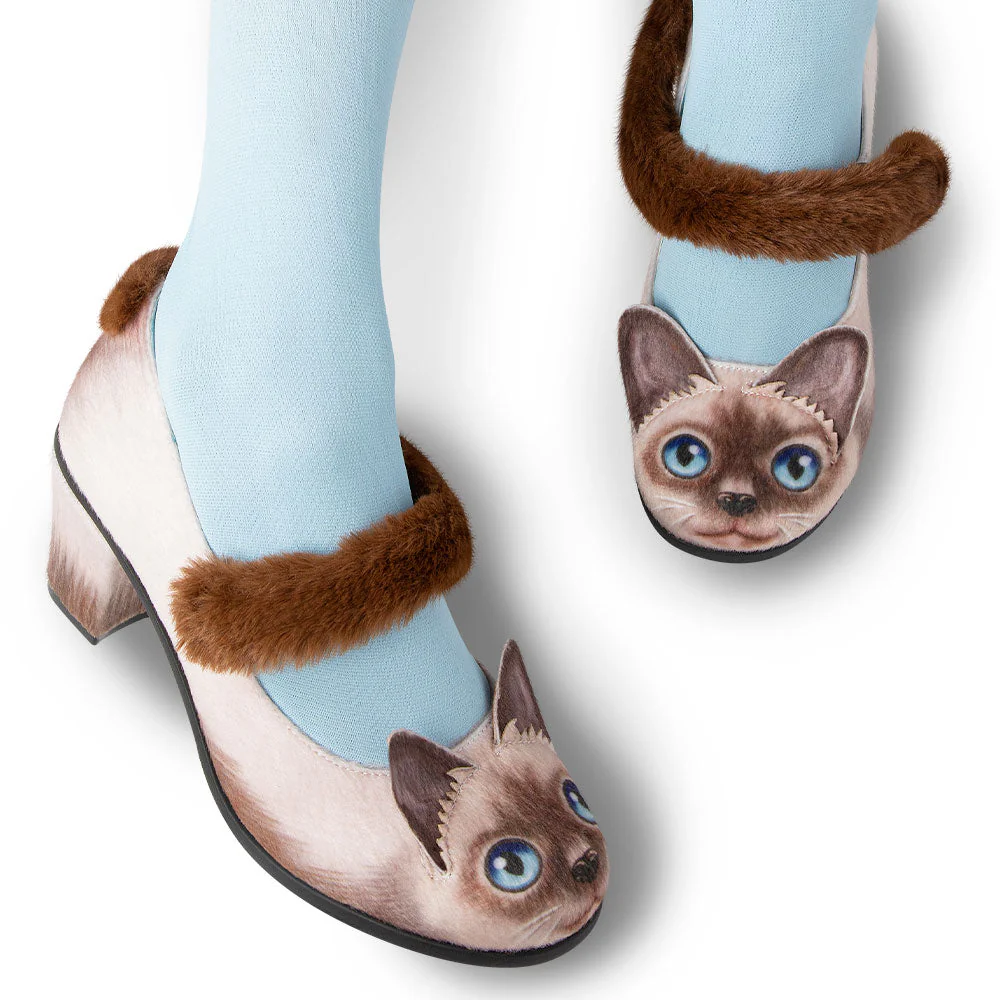 ChocolaticasĀ® Mid Heels Siamese Cat Women's Mary Jane Pump - Image 5