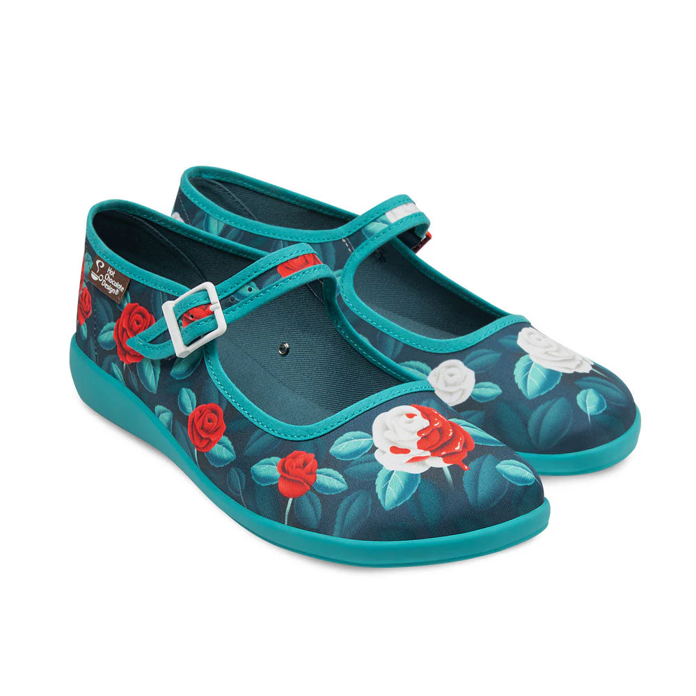 ChocolaticasĀ® Paint The Roses Red Women's Mary Jane Flat