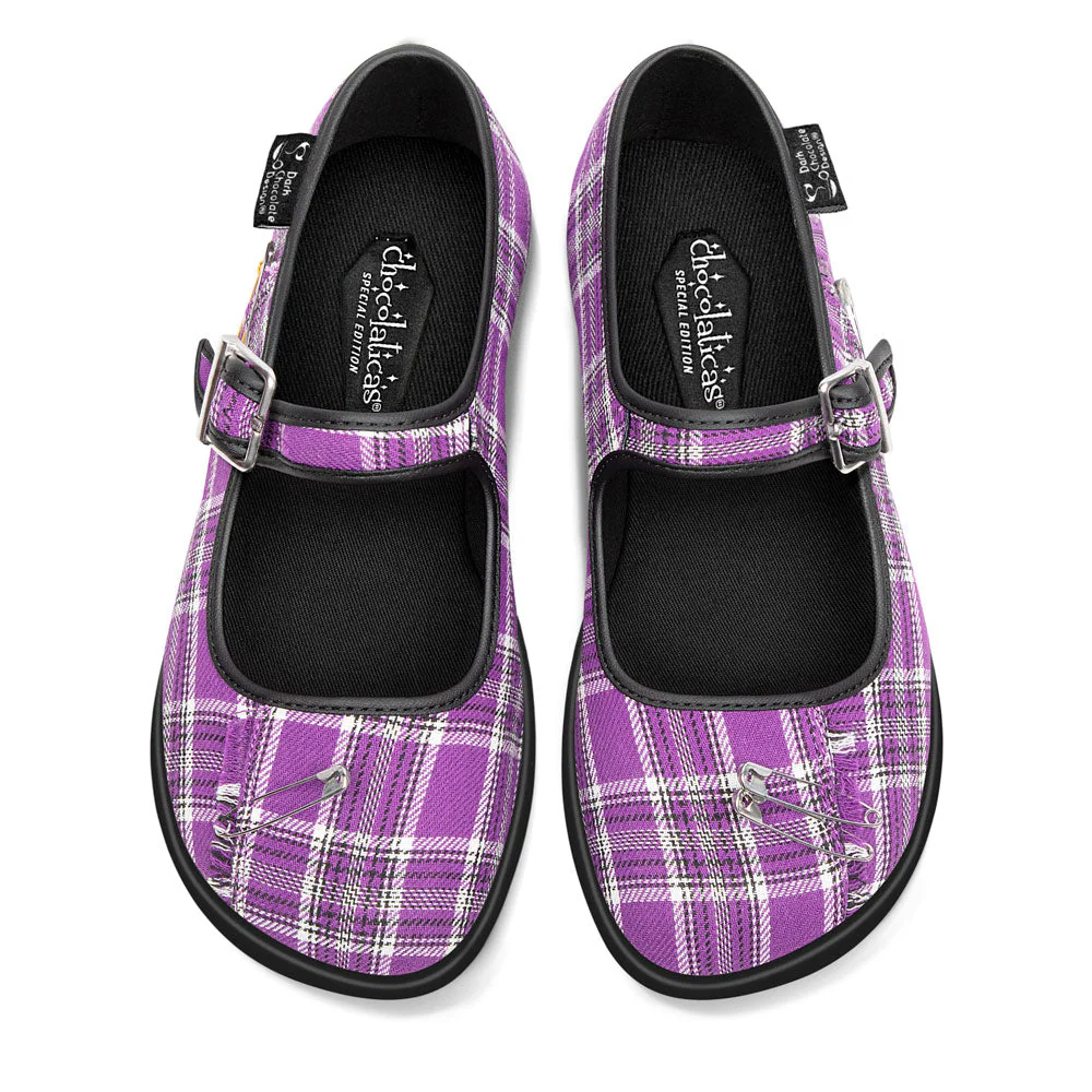 Chocolaticas® Purple Tartan Women's Mary Jane Flat - Image 2