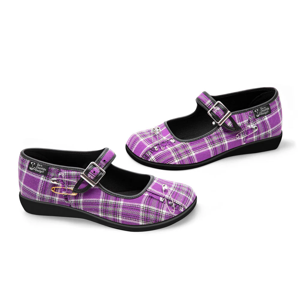 Chocolaticas® Purple Tartan Women's Mary Jane Flat - Image 3