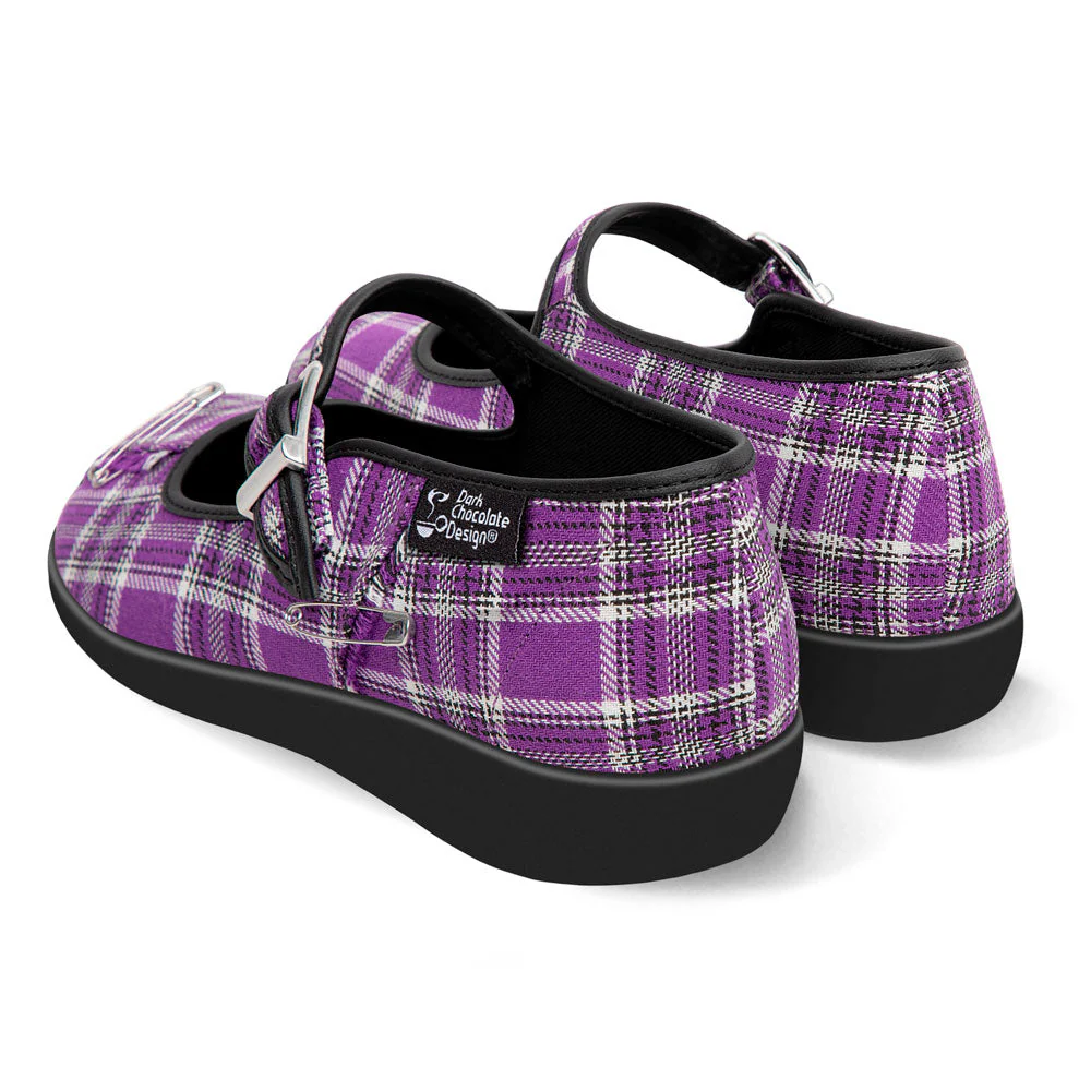 Chocolaticas® Purple Tartan Women's Mary Jane Flat - Image 4