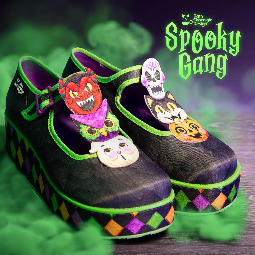 ChocolaticasĀ® Spooky Gang Women's Mary Jane Platform