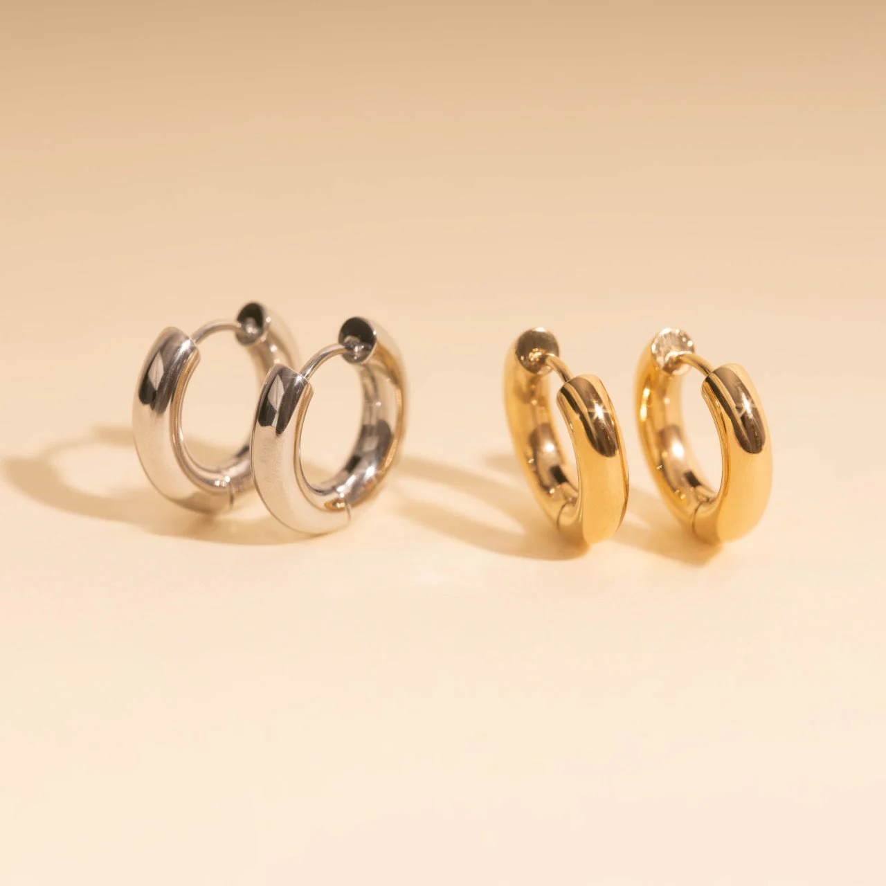 Chunky Rounded Huggie Hoop Earrings - Image 7