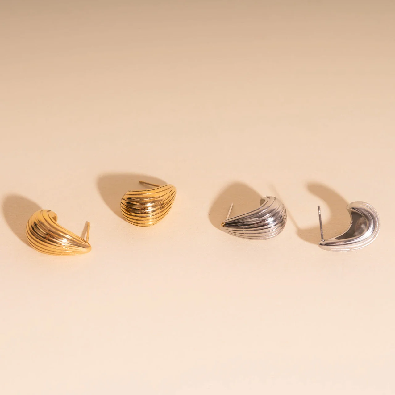Chunky Tear Drop Stud Earrings - Image 13