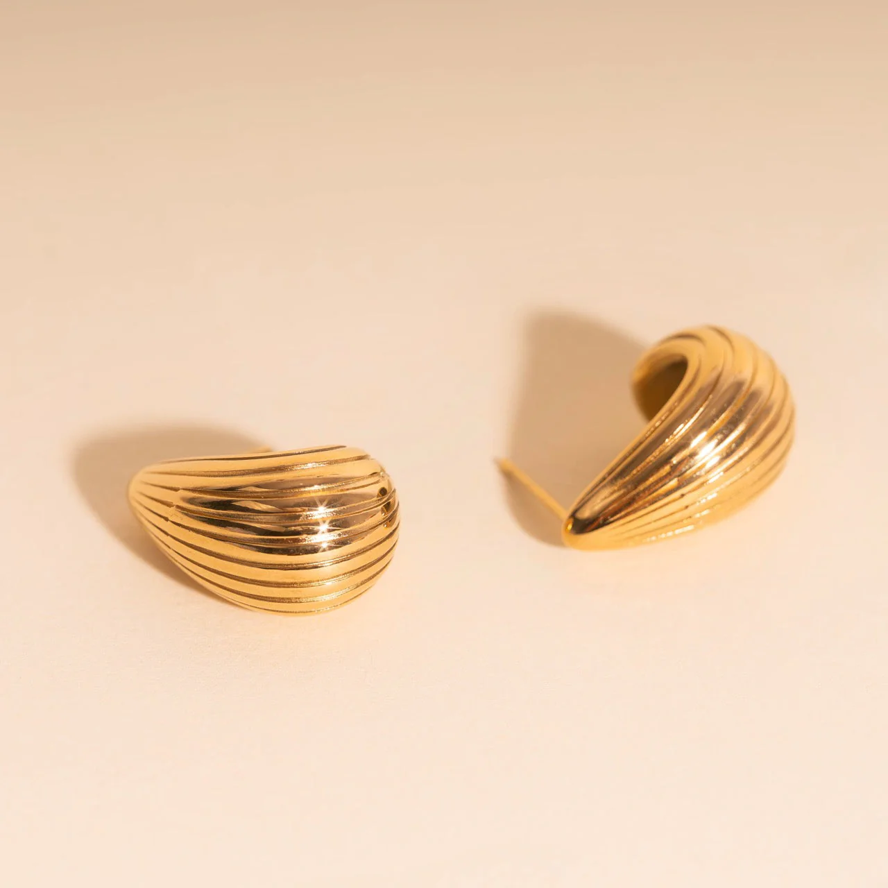 Chunky Tear Drop Stud Earrings - Image 4