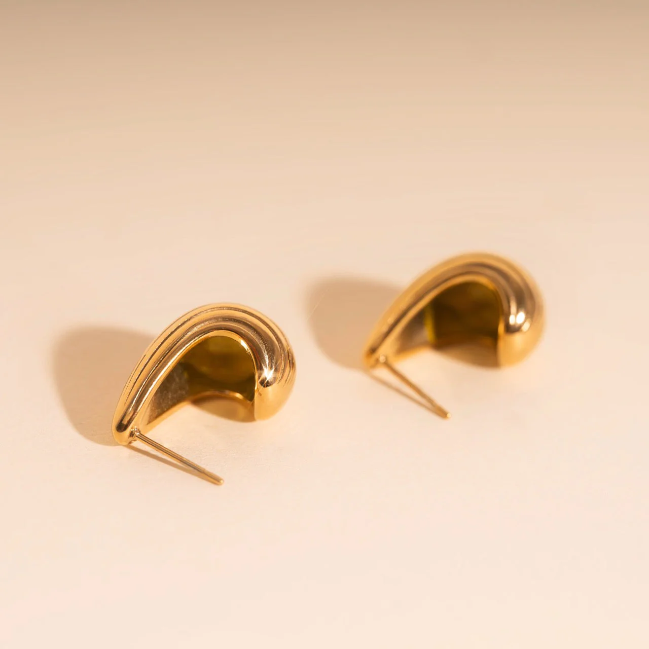 Chunky Tear Drop Stud Earrings - Image 6