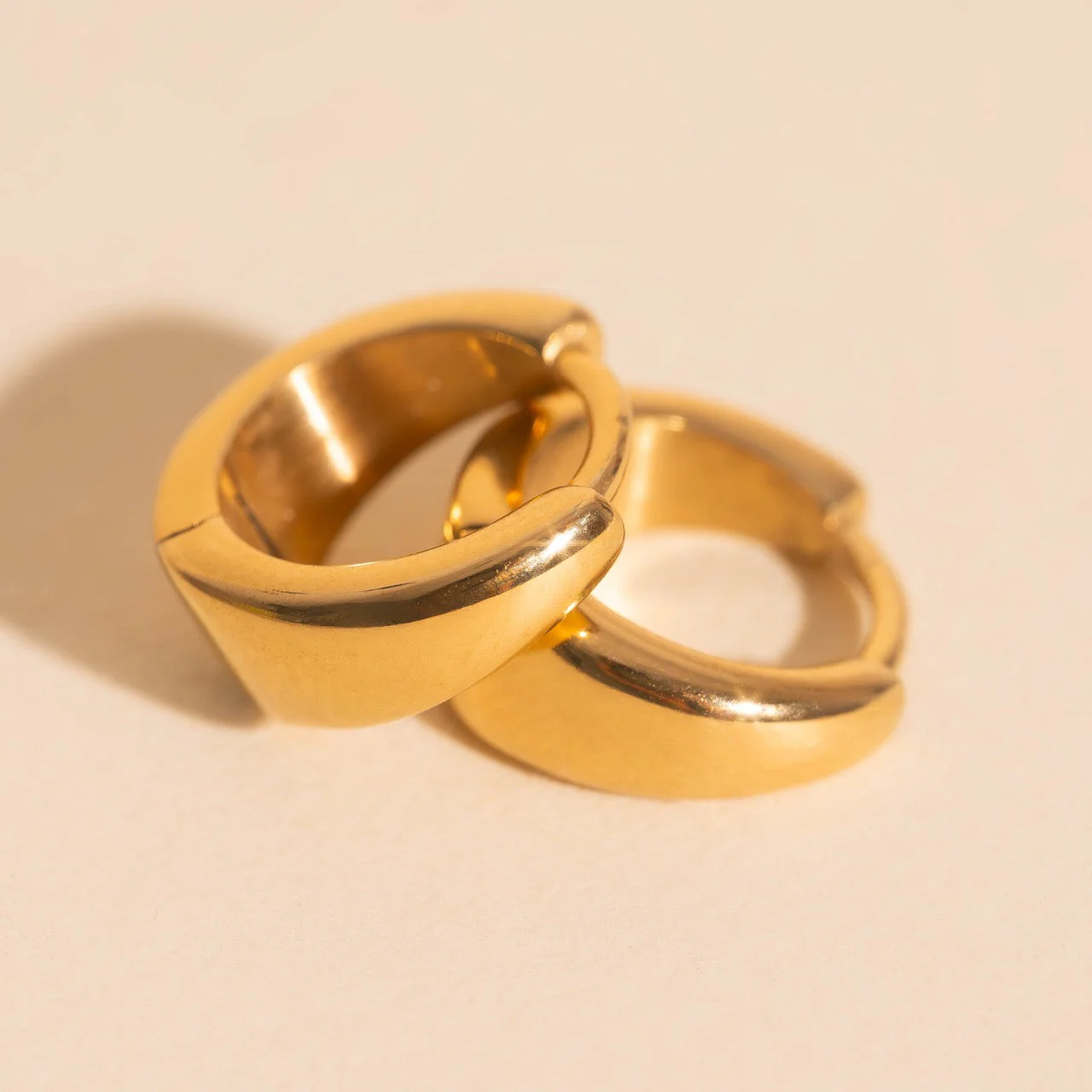 Chunky Teardrop Mini Huggie Hoop Earrings - Image 2