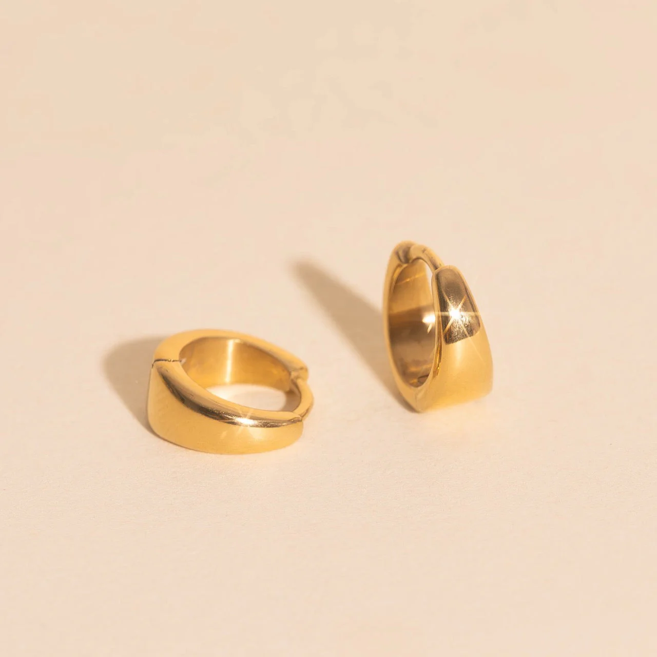 Chunky Teardrop Mini Huggie Hoop Earrings - Image 3
