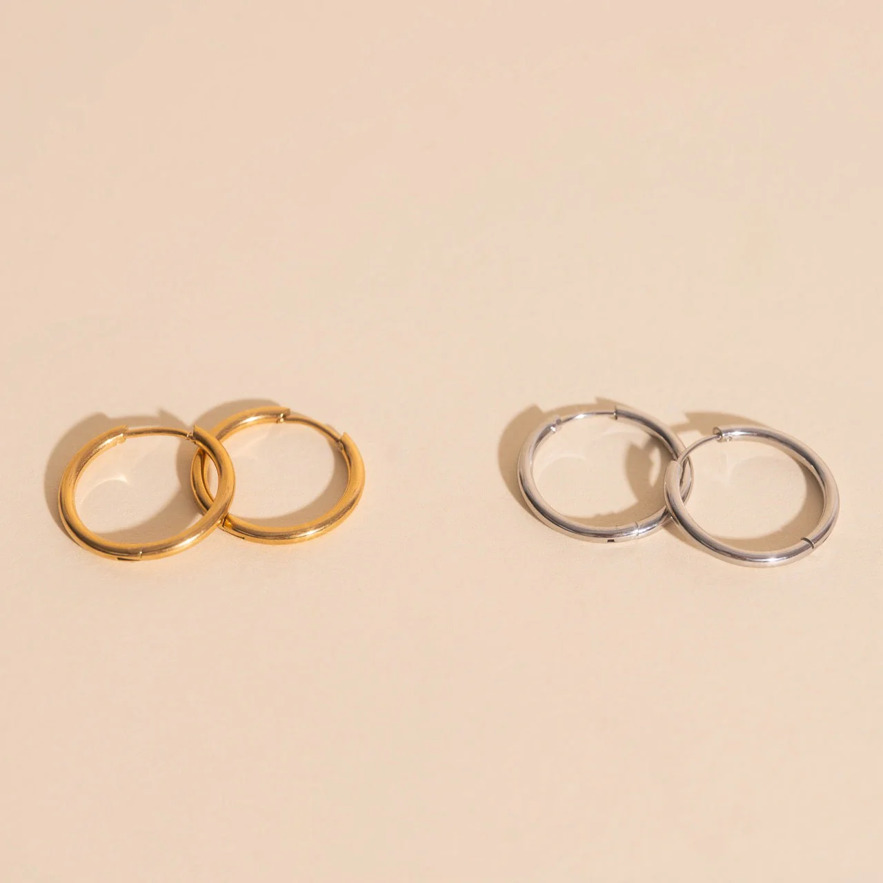 Circle Rounded Huggie Hoop Earrings - Image 13