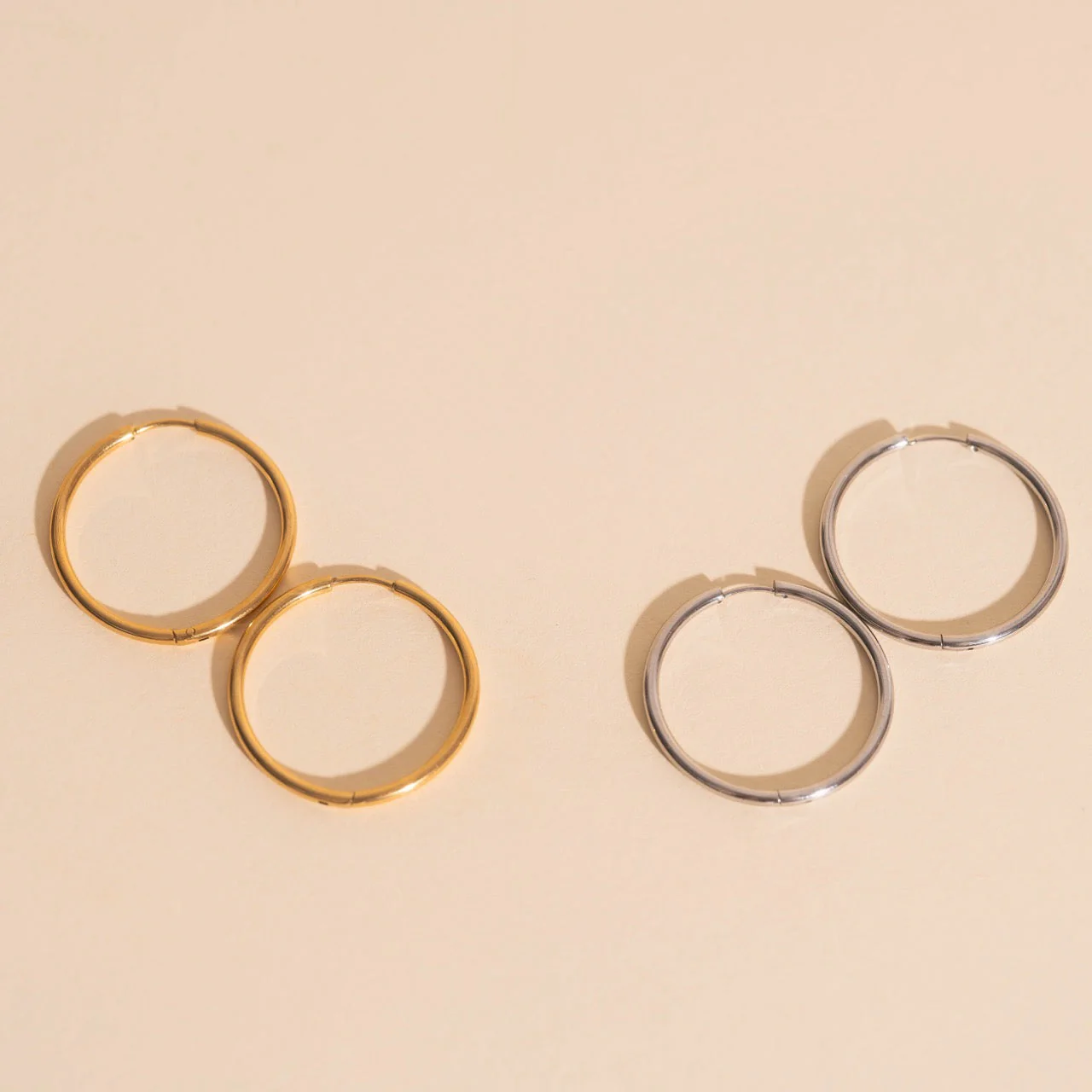 Circle Rounded Huggie Hoop Earrings - Image 14