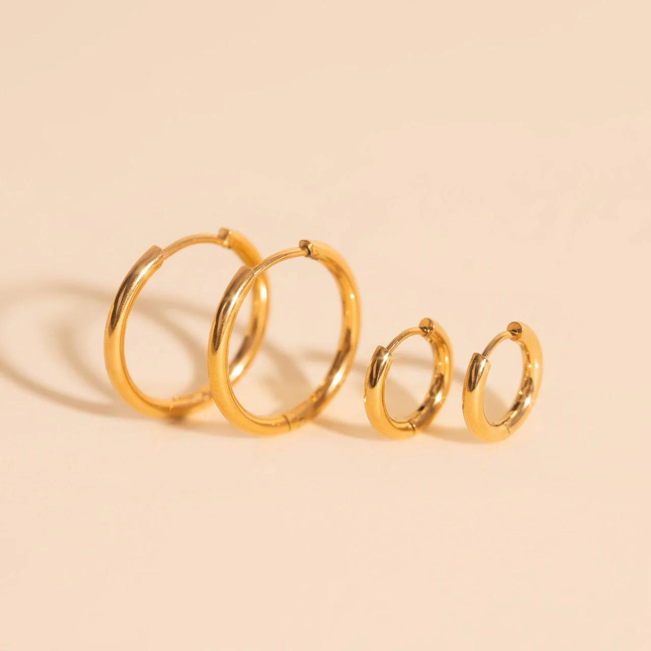 Circle Rounded Huggie Hoop Earrings - Image 3