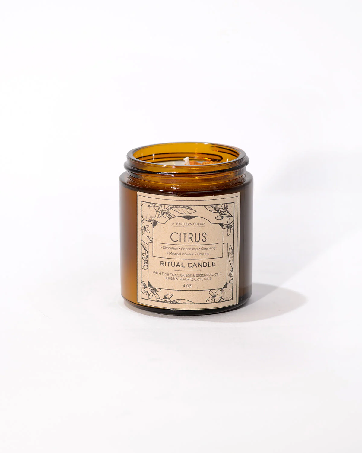 Citrus Ritual Candle with Quartz and Herbs - Image 4