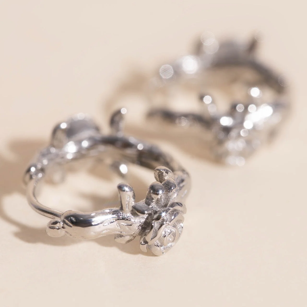 Climbing Rose Huggie Hoop Earrings - Image 9