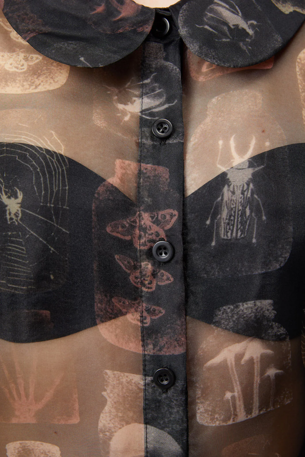 Sheer Gothic Puff Shoulder Blouse - Image 2
