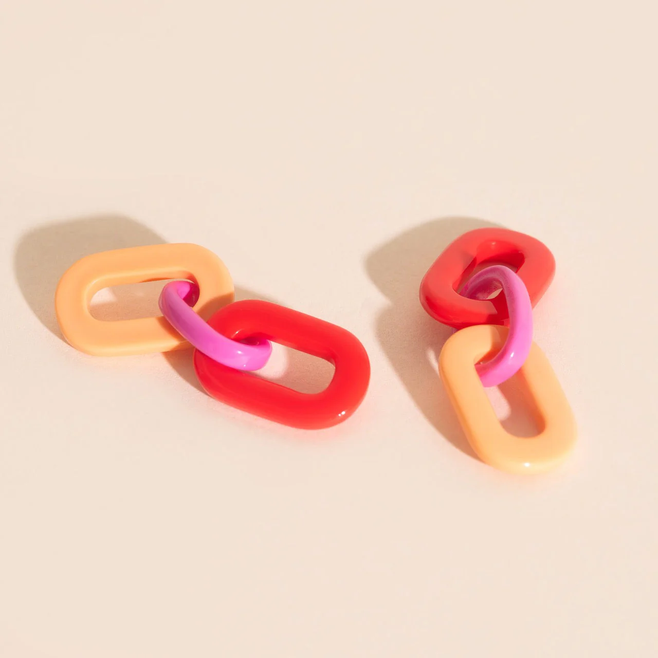 Color Block Acrylic Chain Huggie Hoop Charms - Image 5