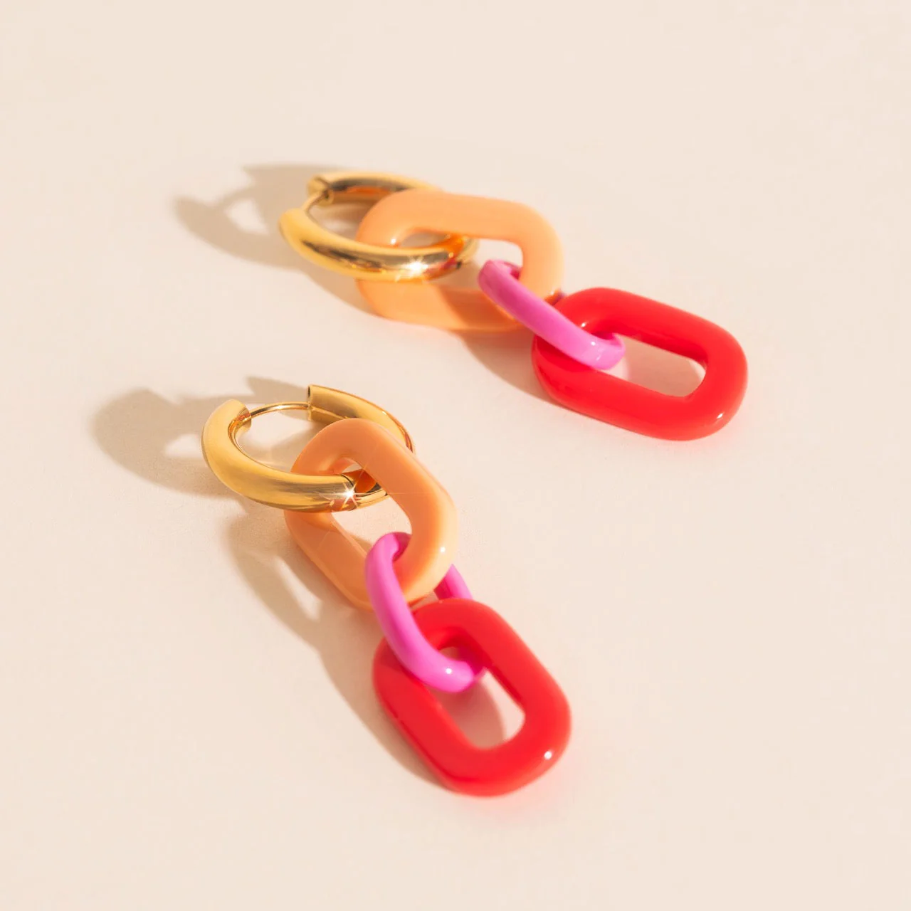 Color Block Acrylic Chain Huggie Hoop Charms - Image 6