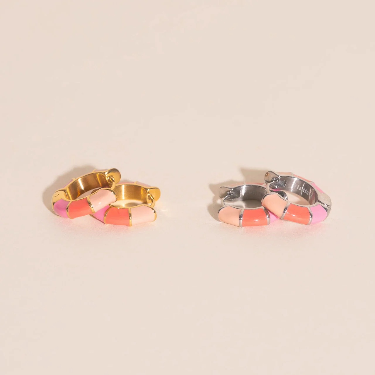Color Block Chunky Rounded Huggie Hoop Earrings - Image 10