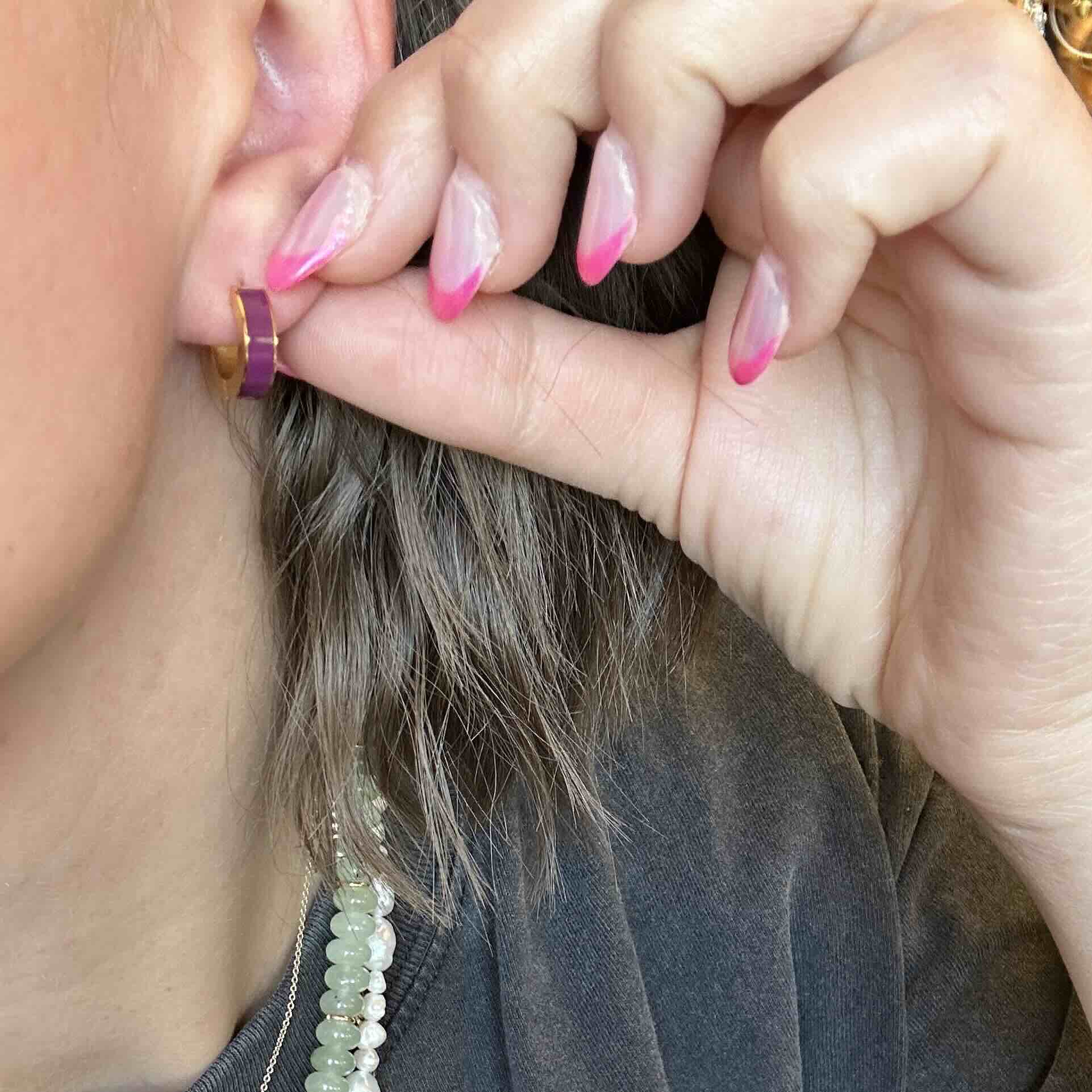 Chunky Huggie Hoop Earrings - 16 Color Options - Image 43