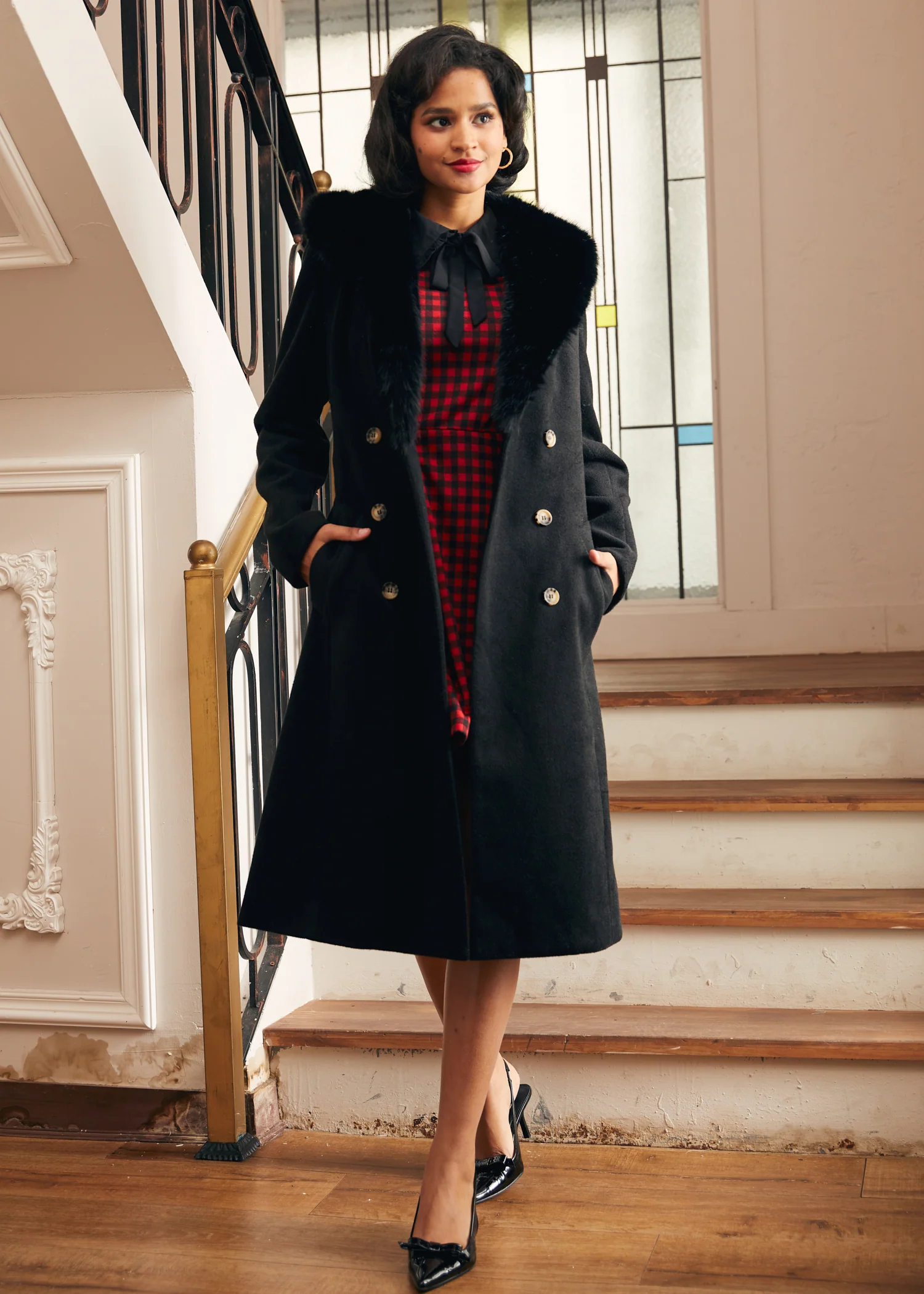 Elegance Reimagined Fur Trim Coat - Image 3